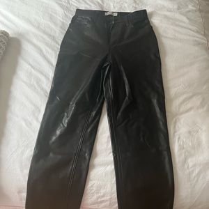 Abercrombie The Ankle Straight High Rise Leather Pants